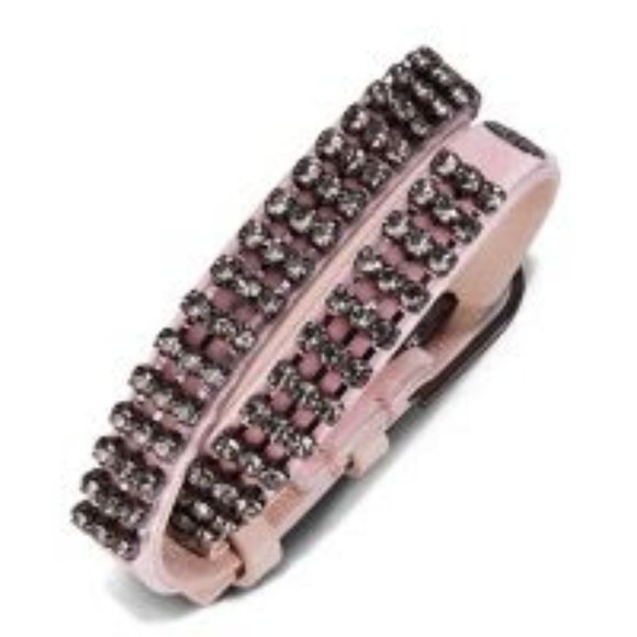 NWT Tory Burch CRYSTAL EMBELLISHED DOUBLE-WRAP VELVET BRACELET -- Warm Blush - Picture 11 of 11